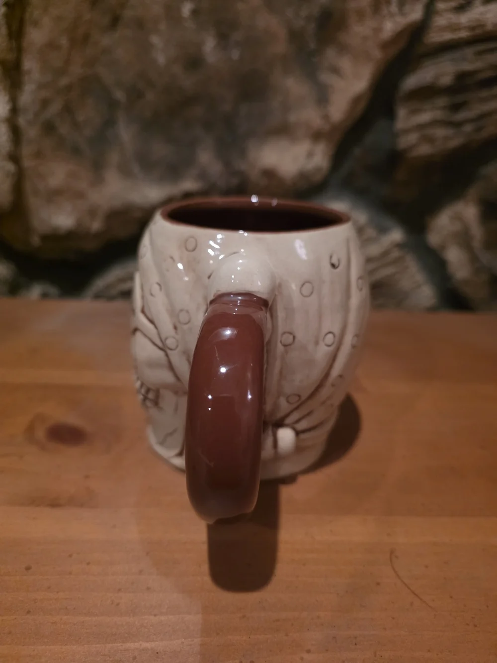 Skull Ceramic Coffee Mug - Cream with Brown Handle
